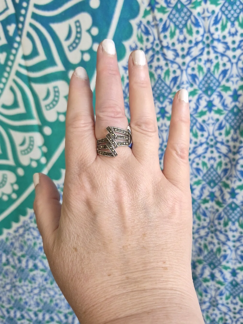 Silver Marcasite Ring Size 9